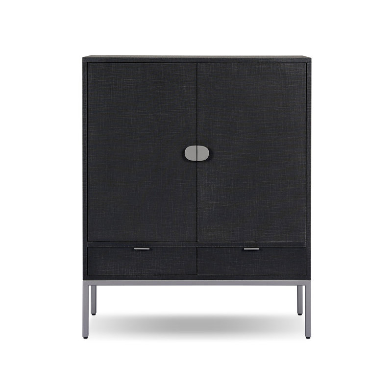 Cressida Bar Cabinet, Black Linen