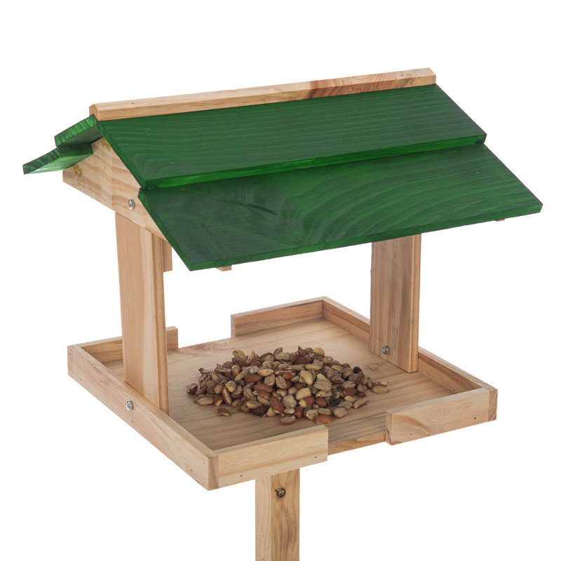 Abelardo Wood Freestanding Tray Bird Feeder