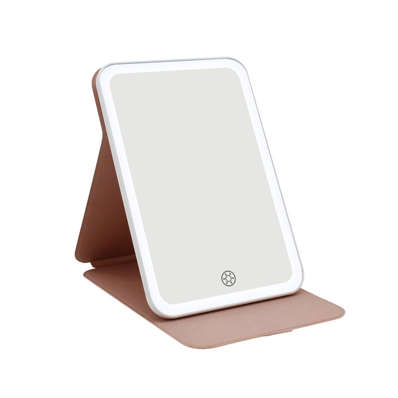 Miroir de maquillage à tablette tactile à trois tons avec interrupteur à capteur tactile, Or rose