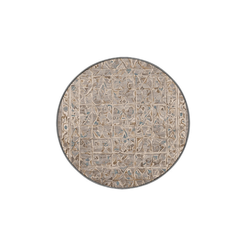 Machine Washable Gray Area Rug, Round 6'
