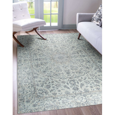 Beige Handmade Wool Classic Traditional Hand-Knotted Area Rug
