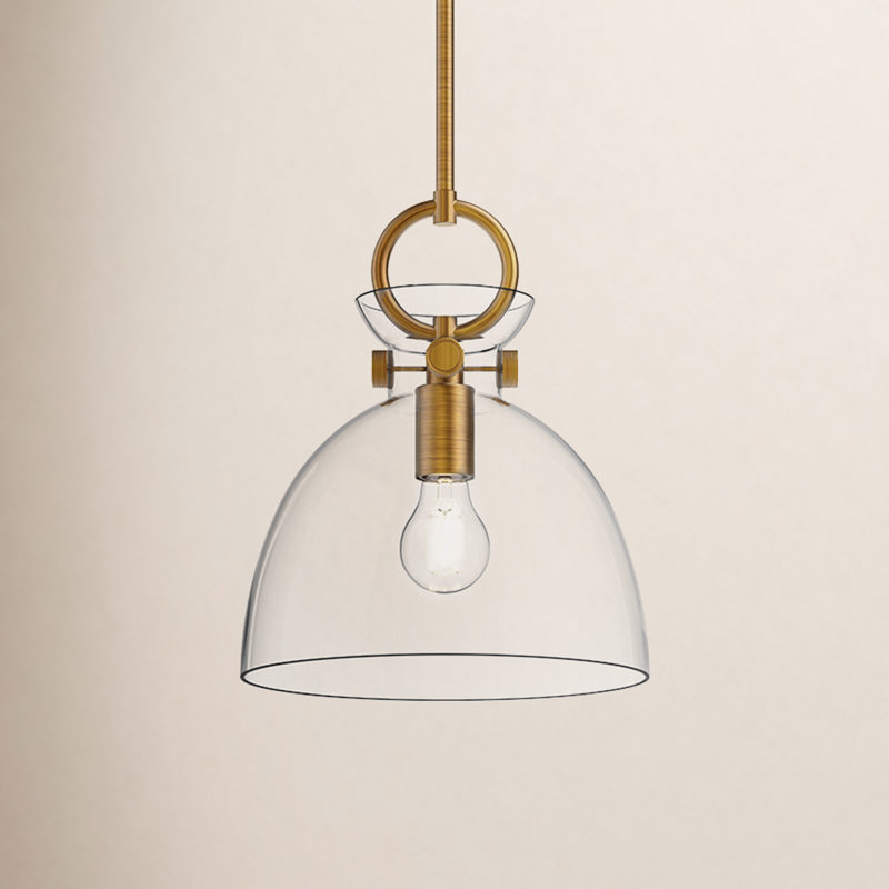 Tinka 1 - Light Single Pendant, Aged Gold, 12.75" H x 10.5" W x 10.5" D, Clear