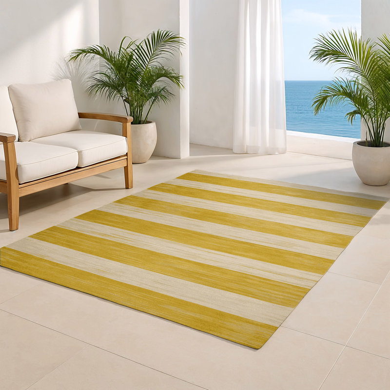 Tapis intérieur / extérieur beige HorizontalStripes, Rectangulaire 2 pi x 3 pi
