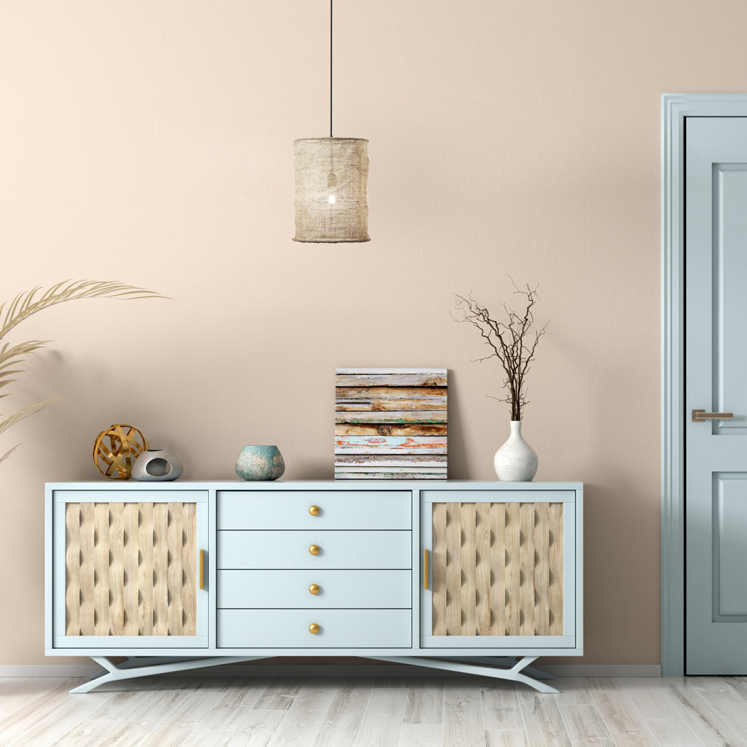 12"W 1-Light Tan Jute Deconstructed Drum Pendant Highland Dunes