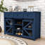 Buffet à portes coulissantes avec 3 tiroirs, tablettes réglables et portes grillagées en métal-299042420