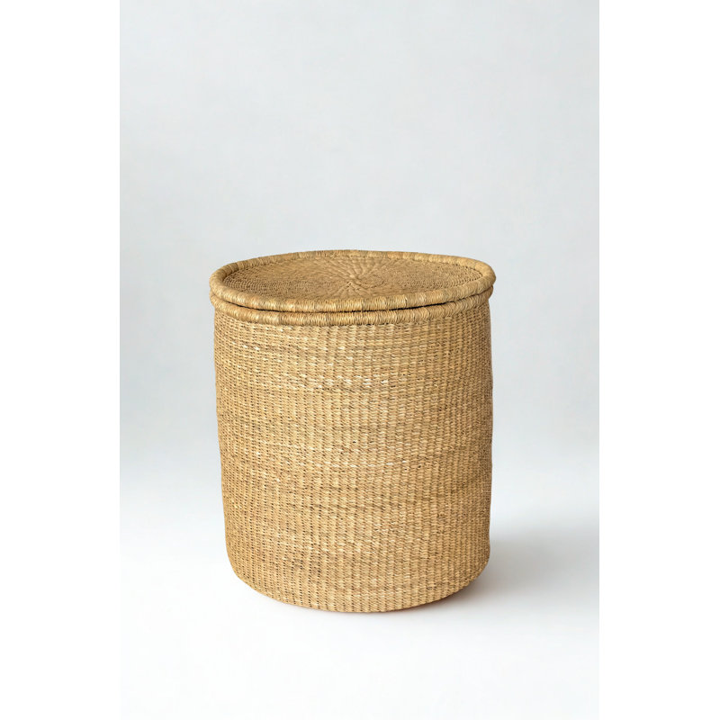 Panier à linge tissé à la main avec couvercle
