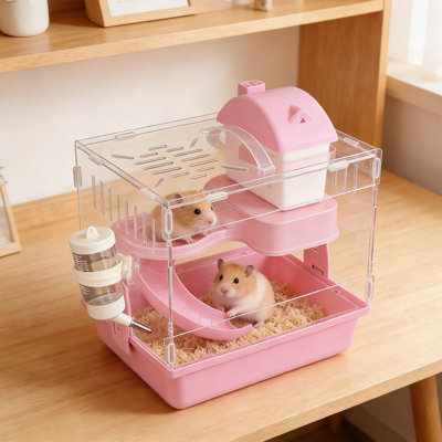 Acrylic Hamster Cage, 12x11x8 Inch Transparent Small Pet Habitat with Ventilation Holes