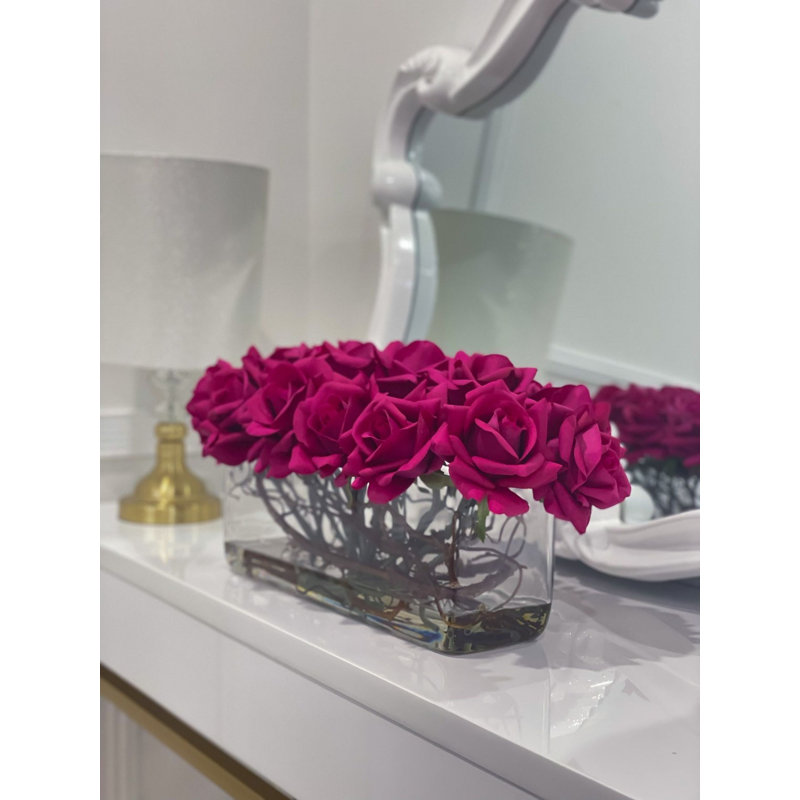 Modern White/off-white Real Touch Rose Centerpiece - Luxury Home Decor, Pink