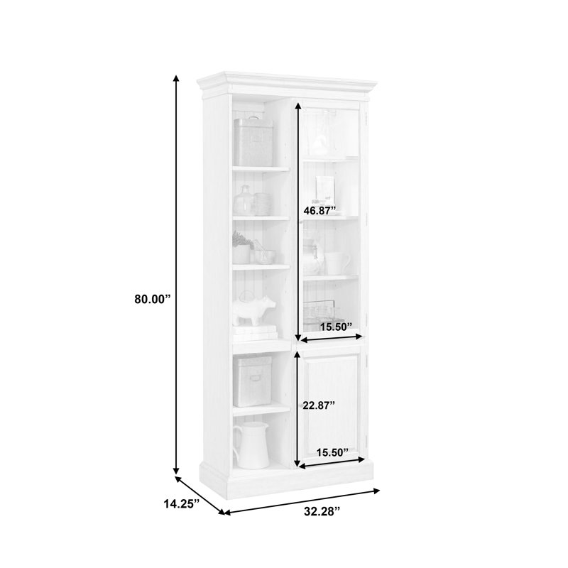Light Gray Birch Wood Lighted Curio Cabinet