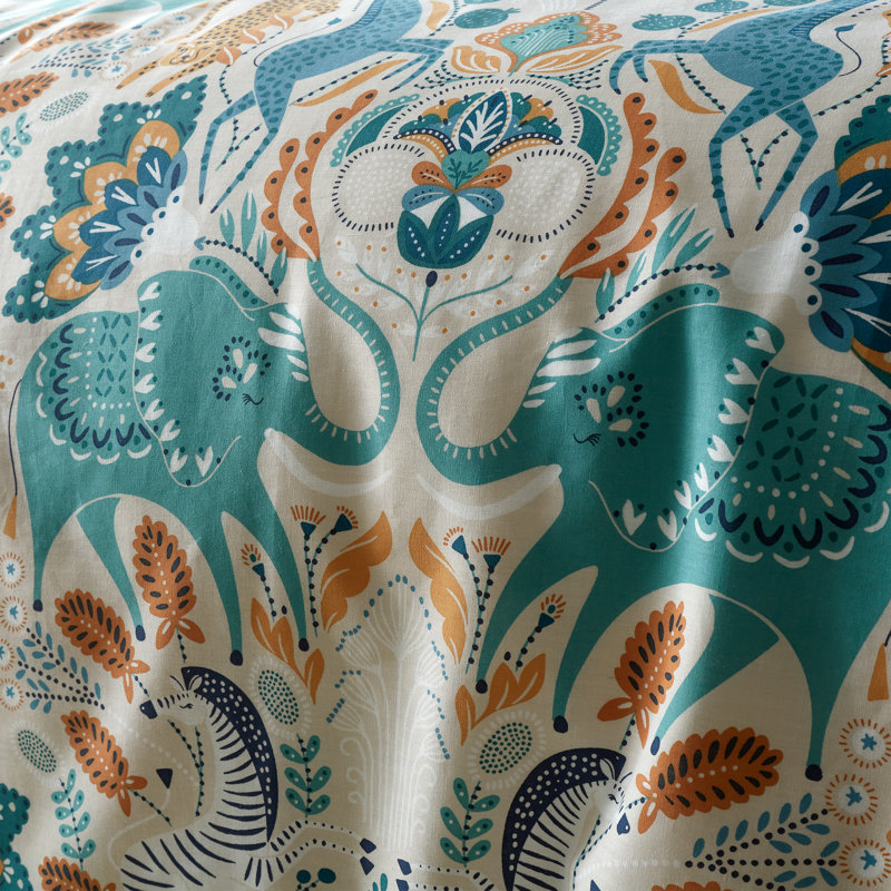 Carnival Animals Cotton Duvet Cover Set, Single