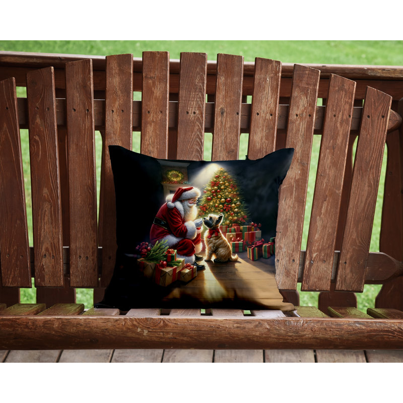 Coussin Cairn Terrier and Santa Claus, H 14 po x l 14 po