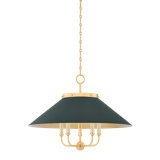 Clivedon Chandelier in Aged Brass/Soft Studio Green by Mark D. Sikes
