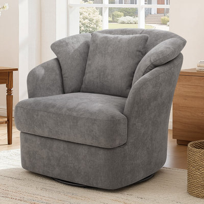 Meryl 32'' Wide Upholstered Swivel Barrel Chair