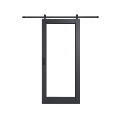 Surface de 36 po x 80 po x 1 po en verre transparent préfini avec toute la quincaillerie de porte de grange
