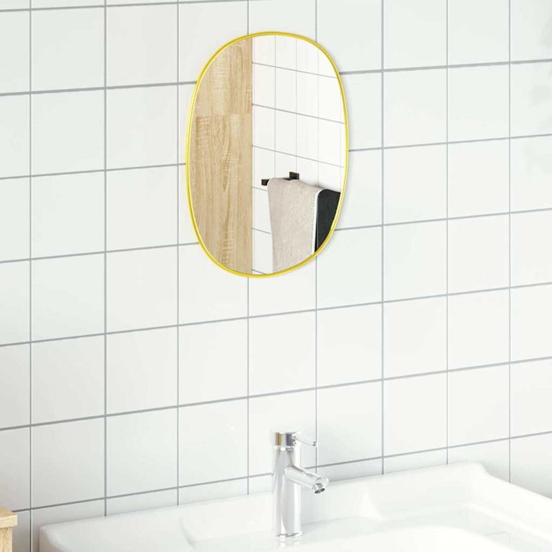 Oval Mirror, Gold, 30 cm H x 25 cm W