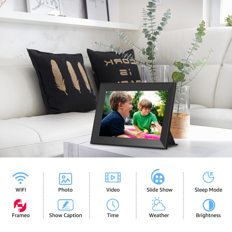 Frameo 10.1" WiFi Digital Picture Frame - Auto Rotation & SD Card Backup