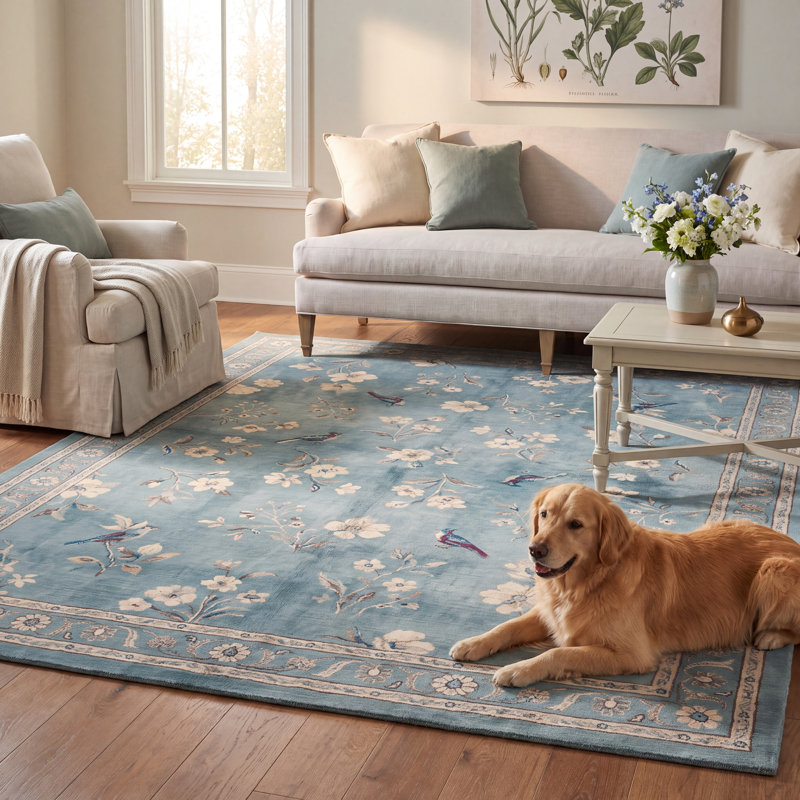 Tapis Baryte Floral bleu sarcelle crème beige antidérapant à poils courts, lavable, pour l'intérieur et l'extérieur, adapté aux animaux de compagnie, salon, chambre, salle à manger, entrée, couloir, bureau