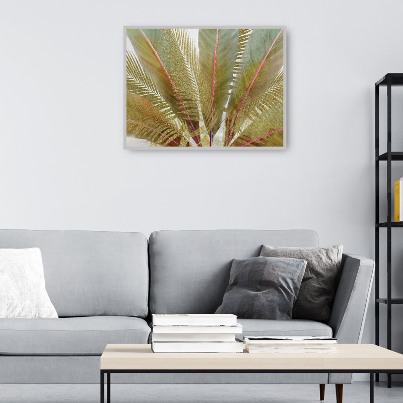 «Island Golds I» par Studio Arts, reproduction d'art sur toile, Champagne couleur argent encadré