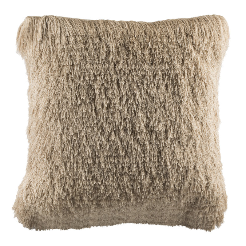 Cali Shag Throw Pillow, Beige, 20" x 20"