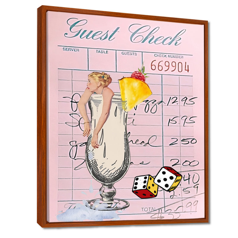 «Happy Check», art mural, salon, Toile avec cadre flottant brun, H 32 po x l 16 po x P 1 po