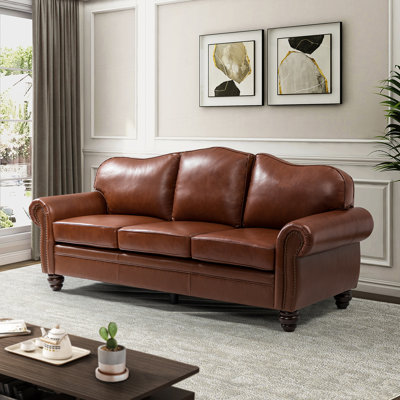 Damore 81'' Wide Genuine Leather Sofa