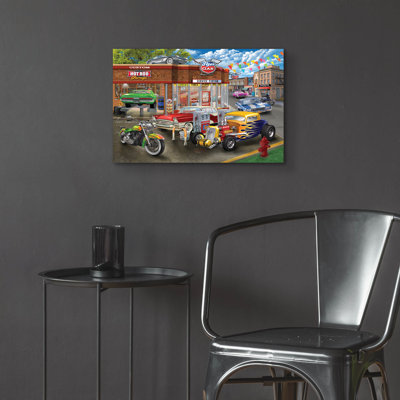 Hot Rod Garage' by Bigelow Illustrations Acrylic Glass Wall Art