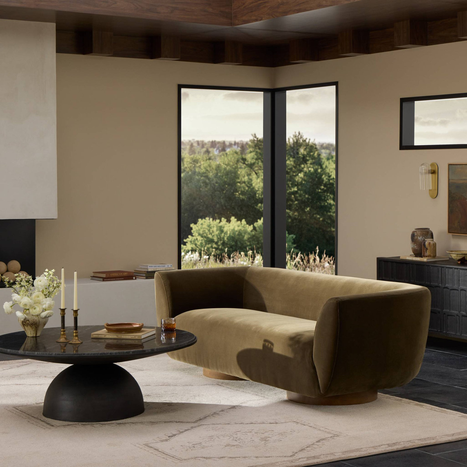 Holloman 87'' Upholstered Sofa, Surrey Olive 76.8% Cotton/23.2% Polyester