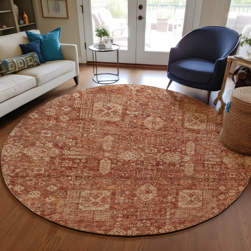 Floral Indoor / Outdoor Rug, Round 8'