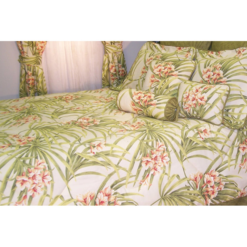 Polyester Box Stitch Floral Comforter, Full / Double Comforter + 3 Additional Pieces