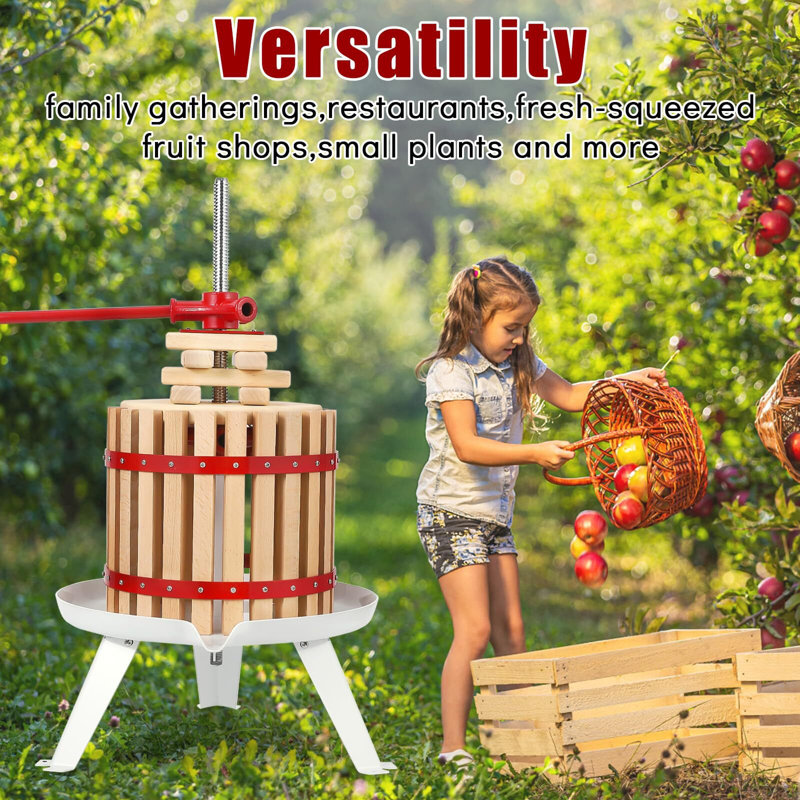 Manual Fruit Wine Press, 3.2 Gal Solid Wood Fruit And Wine Press