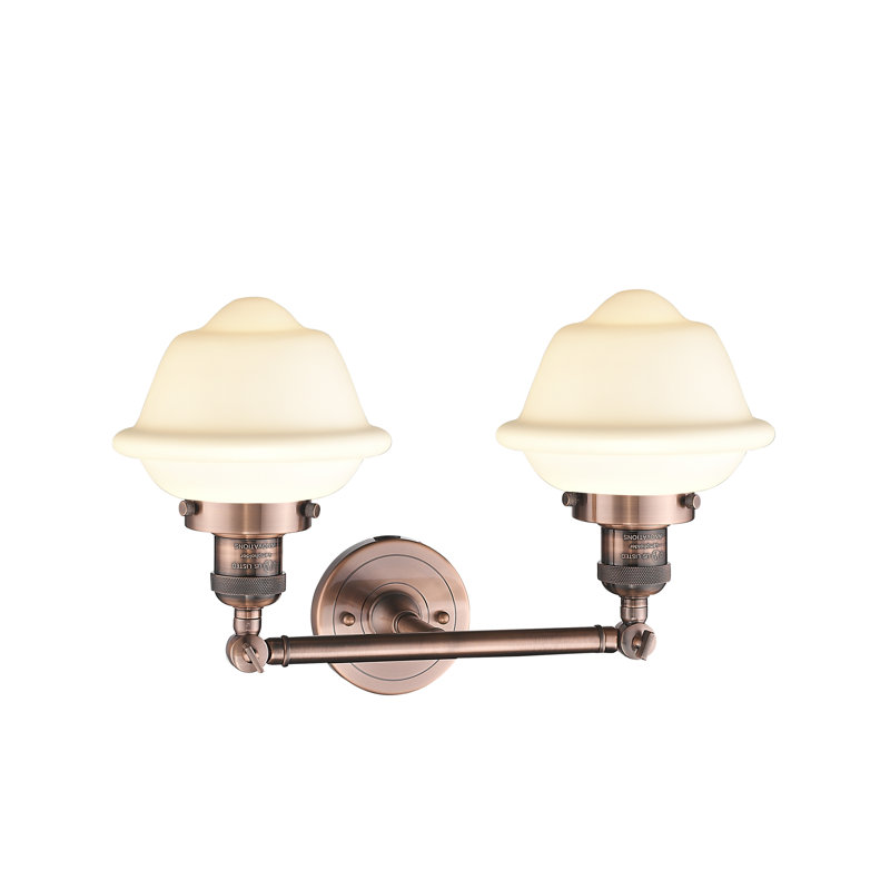 Gebhart 2 - Light Dimmable Vanity Light, Matte White Cased, 6 Watt Vinage LED Bulb, Antique Copper