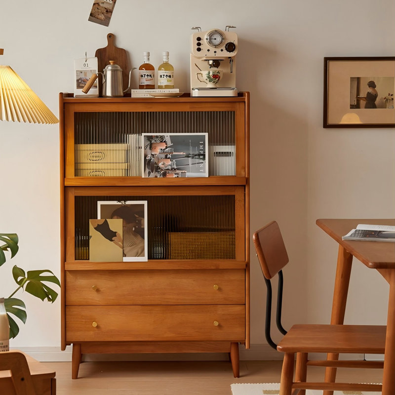 31.5"Brown Style Creative Solid Wood Bookshelf