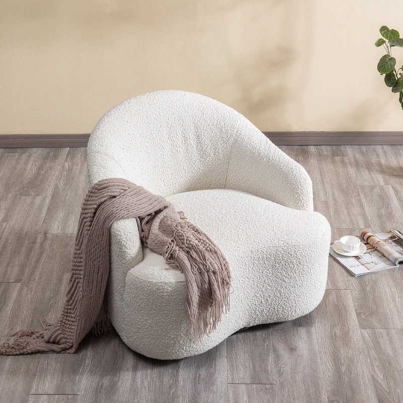 Fauteuil demi-tonneau pivotant 34 po, Mélange de polyester blanc
