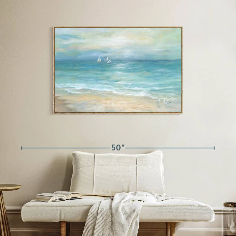 Paysage de l'île Azemar, Cadre flottant en bois naturel, 40 po x 27 po