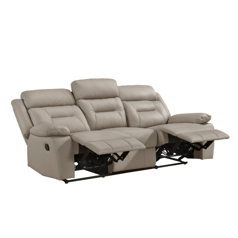 Canapé inclinable électrique Conia, cuir, USB, 87 po, Manuel - Bouton-poussoir, Latté beige brun