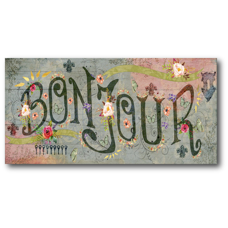 « bonjour », art textuel sur toile tendue