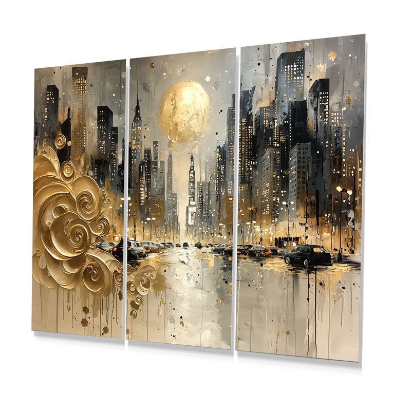 Ensemble de salon Broadway Buzz New York City I - New York City Wall Art, Métal métal, H 32 po x l 48 po x P 1 po