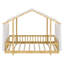 Lit plateforme avec cadre en forme de maison, baldaquin vaporeux et guirlandes lumineuses pour enfants-622114549-622114548