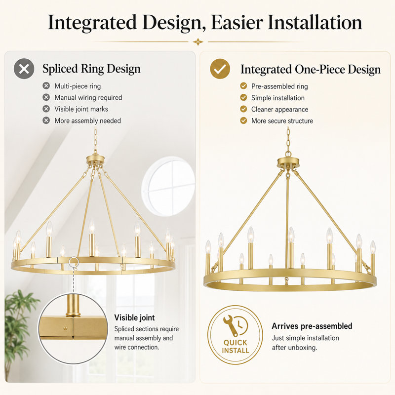 Beck 15-Light Wagon Wheel Chandelier, Satin Brass