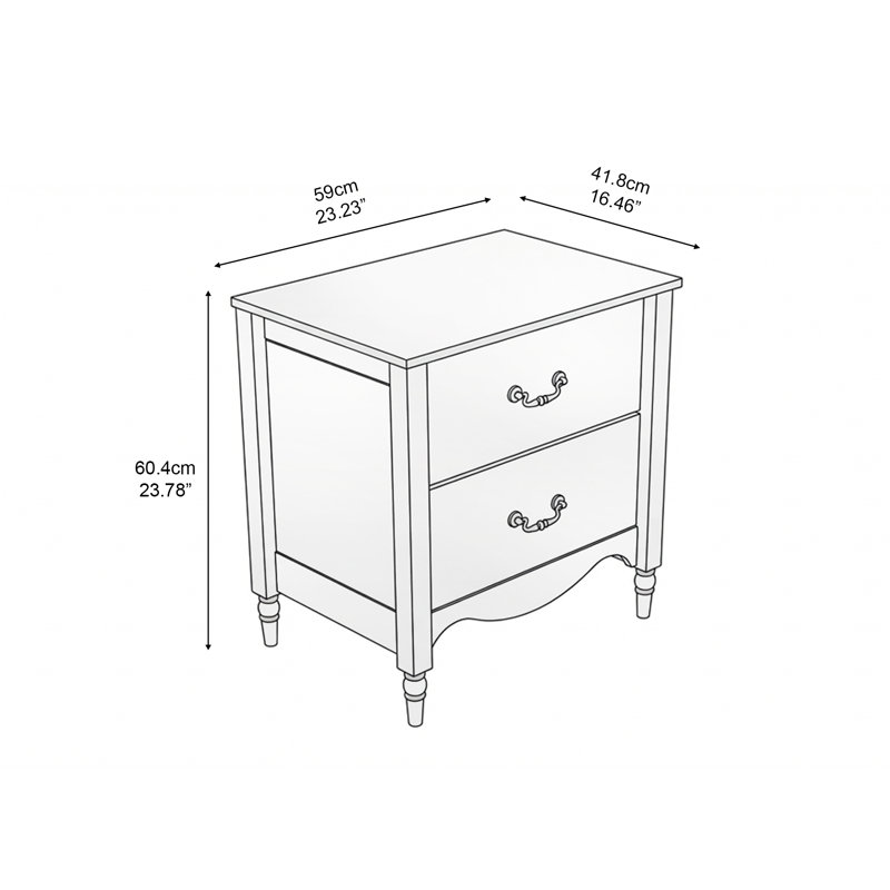 Brixton Solid Wood 2 Drawers Nightstand Walnut