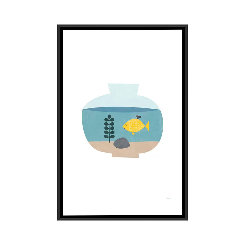 « un poisson rouge », impression sur toile, H 48 po x l 32 po x P 1,5 po, Toile avec cadre noir, Pas de tapis