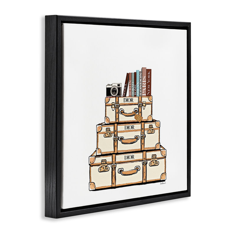 Cadre flottant crème à bagages, par Amanda Greenwood, Cadre flottant noir de jais, H 18 po x l 18 po