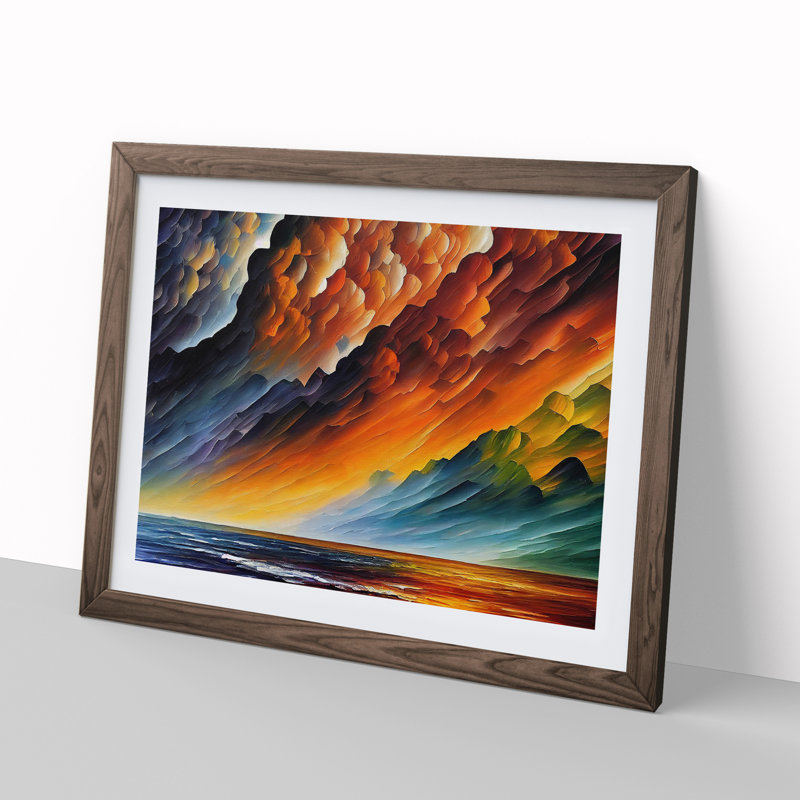 Contoured Thunderstorm - Framed Print, 25cm H x 34cm W x 2cm D, Walnut