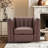 Allard 34.7'' W Swivel Chair Channel Tufted Faux Leather Vanity Armchair Accent Chair-1283283943