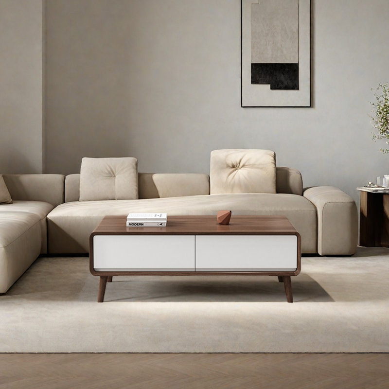 Table basse Nordic, Blanc, H 16,93 po x L 47,24 po x l 23,62 po