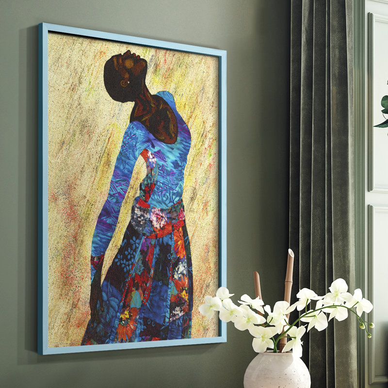 «Woman Strong IV», reproduction encadrée - bois massif, Bleu, H 10 po x l 8 po