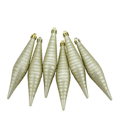 Glitter Stripes Shatterproof Christmas Finial Drop Ornament