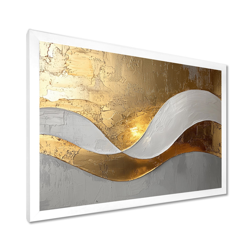 Amaro I - Abstract Large Wall Art, Cadre simple, H 24 po x l 32 po, Blanc