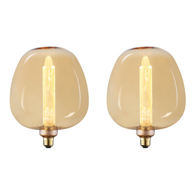 3.5W LED Decorative Light Bulb, Bubble Dimmable Vintage Edison Bulb, Unique Virtual Filament Bulb, 2000K Amber Glass, UL Listed, E26 Base