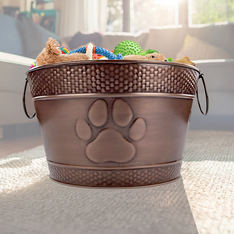 Bac à jouets pour chien rond - finition cuivre (15 pte)